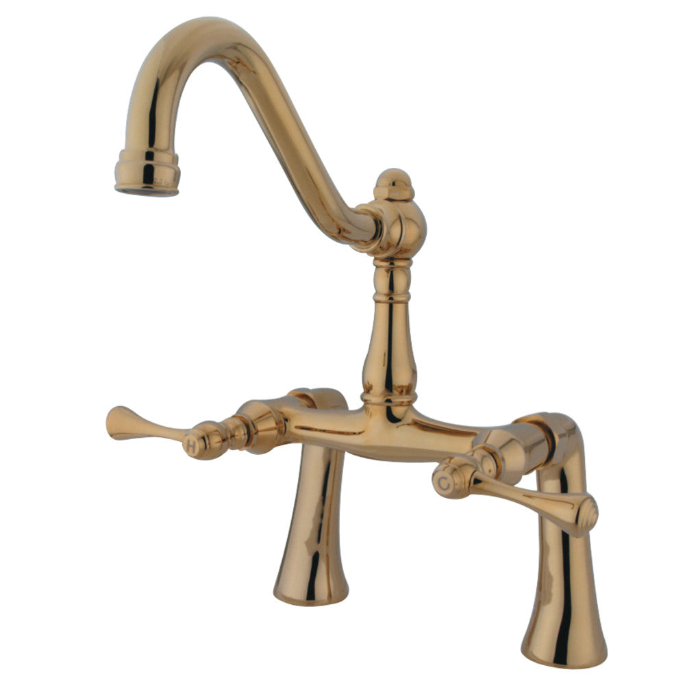 Kingston Brass KS3232BL Restoration 7-Inch Center Deck Mount Clawfoot Tub Faucet, Polished Brass - BNGBath