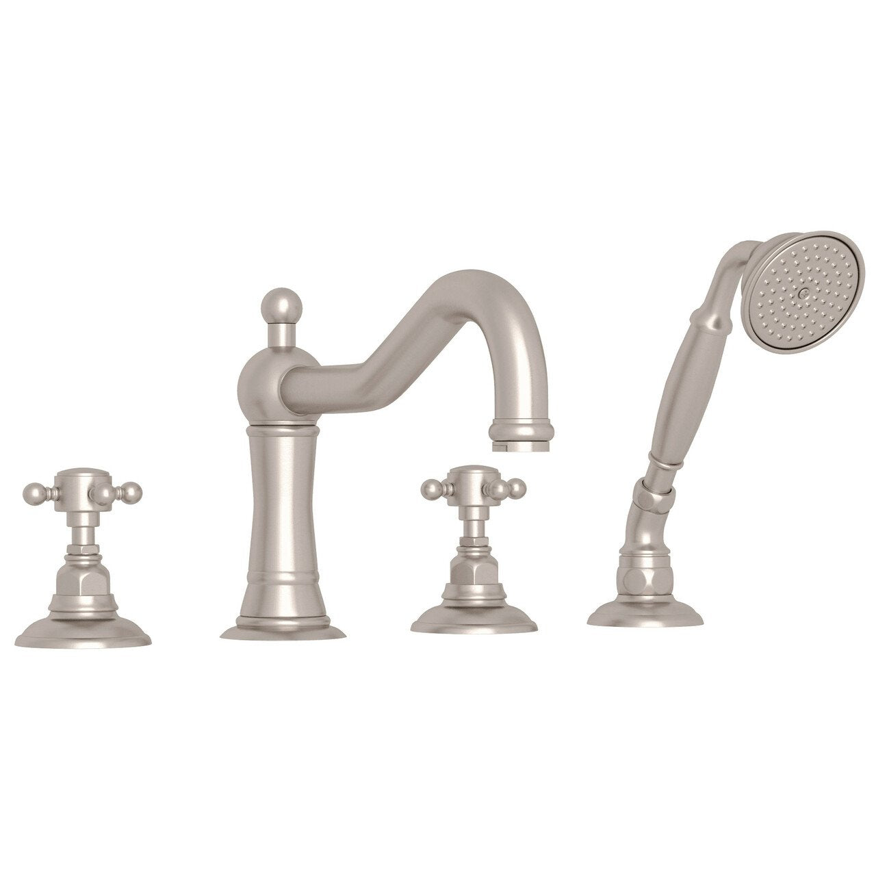 ROHL Acqui 4-Hole Deck Mount Column Spout Tub Filler with Handshower - BNGBath