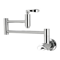 Thumbnail for Kingston Brass KS8101DFL Wall Mount Pot Filler Kitchen Faucet, Polished Chrome - BNGBath