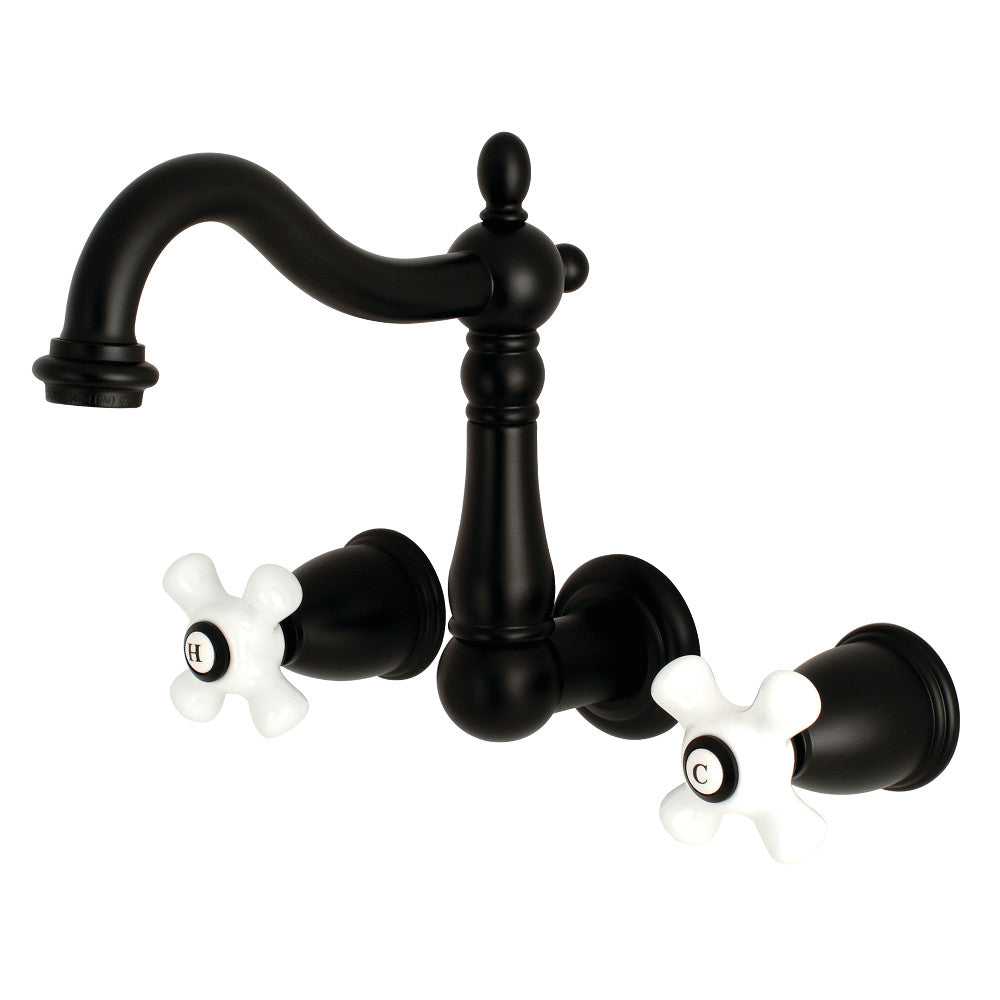 Kingston Brass KS1250PX 8-Inch Center Wall Mount Bathroom Faucet, Matte Black - BNGBath