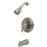 Thumbnail for Kingston Brass KB1637 Magellan Single Lever Handle Operation Tub & Shower Faucet, Brushed Nickel/Polished Chrome - BNGBath