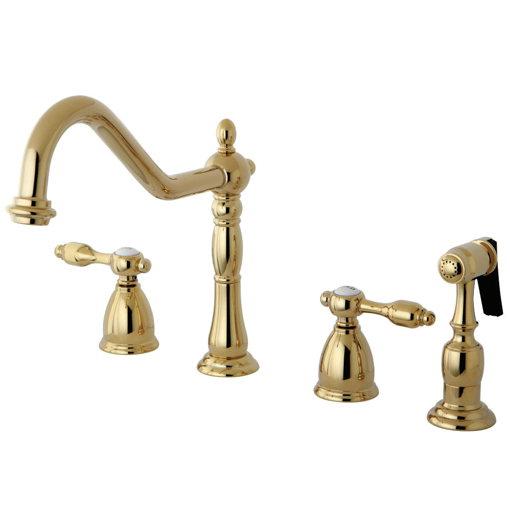 Kingston Brass KB1792TALBS Widespread Kitchen Faucet, Polished Brass - BNGBath