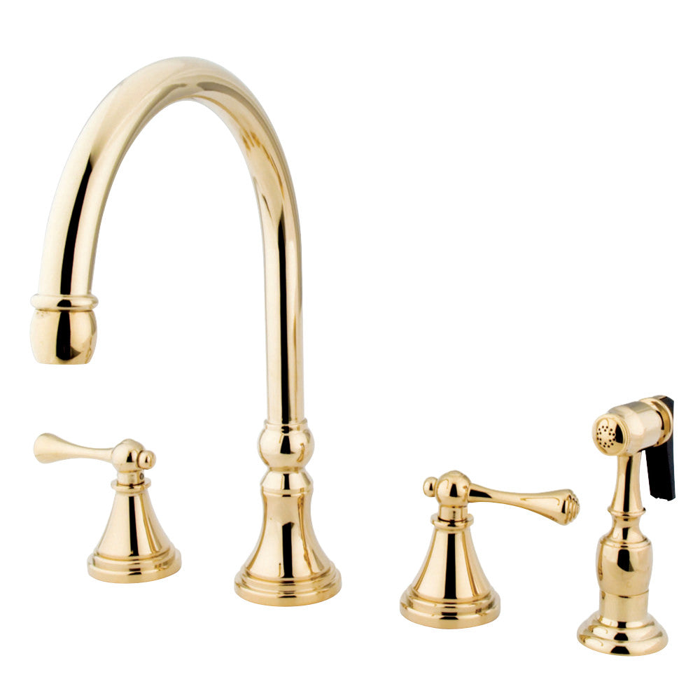 Kingston Brass KS2792BLBS Widespread Kitchen Faucet, Polished Brass - BNGBath