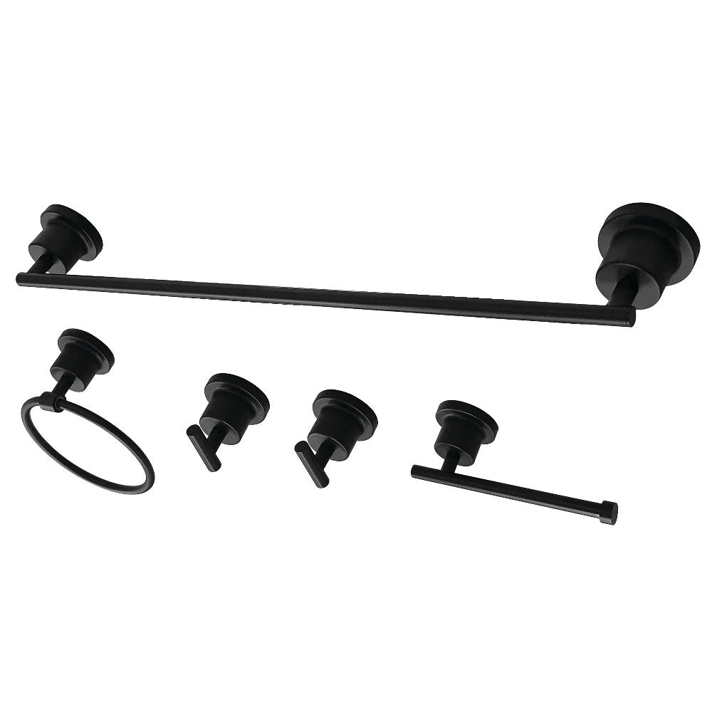 Kingston Brass BAH82134478MB Concord 5-Piece Bathroom Accessory Set, Matte Black - BNGBath