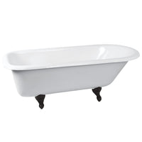 Thumbnail for Aqua Eden NHVCTND673123T0 66-Inch Cast Iron Roll Top Clawfoot Tub (No Faucet Drillings), White/Matte Black - BNGBath