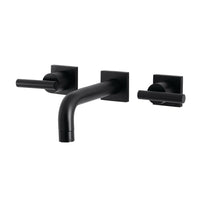 Thumbnail for Kingston Brass KS6120CML Manhattan Two-Handle Wall Mount Bathroom Faucet, Matte Black - BNGBath