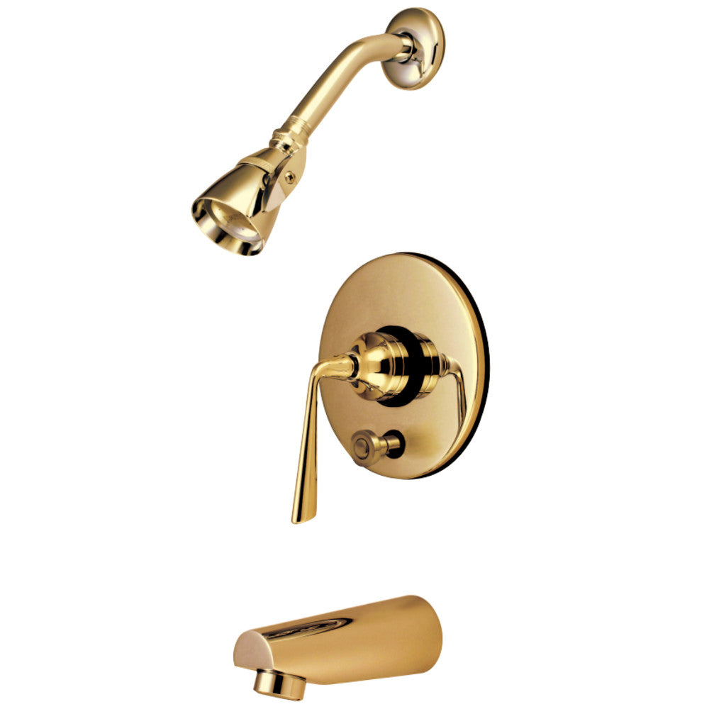 Kingston Brass KB86920ZL Silver Sage Tub & Shower Faucet with Diverter, Polished Brass - BNGBath