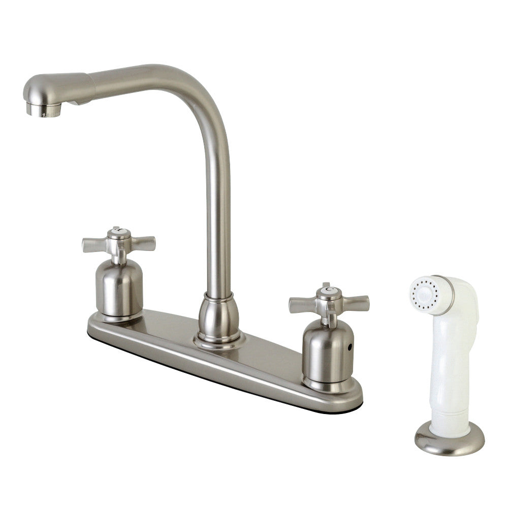 Kingston Brass FB718ZX Millennium 8-Inch Centerset Kitchen Faucet with Sprayer, Brushed Nickel - BNGBath