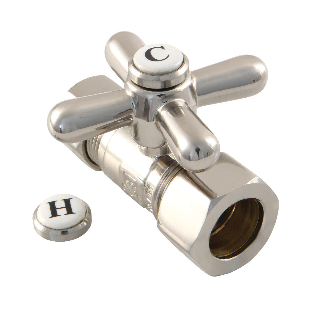 Kingston Brass CC44458X 5/8" OD Comp X 1/2" OD Comp Straight Shut-Off Valve, Brushed Nickel - BNGBath