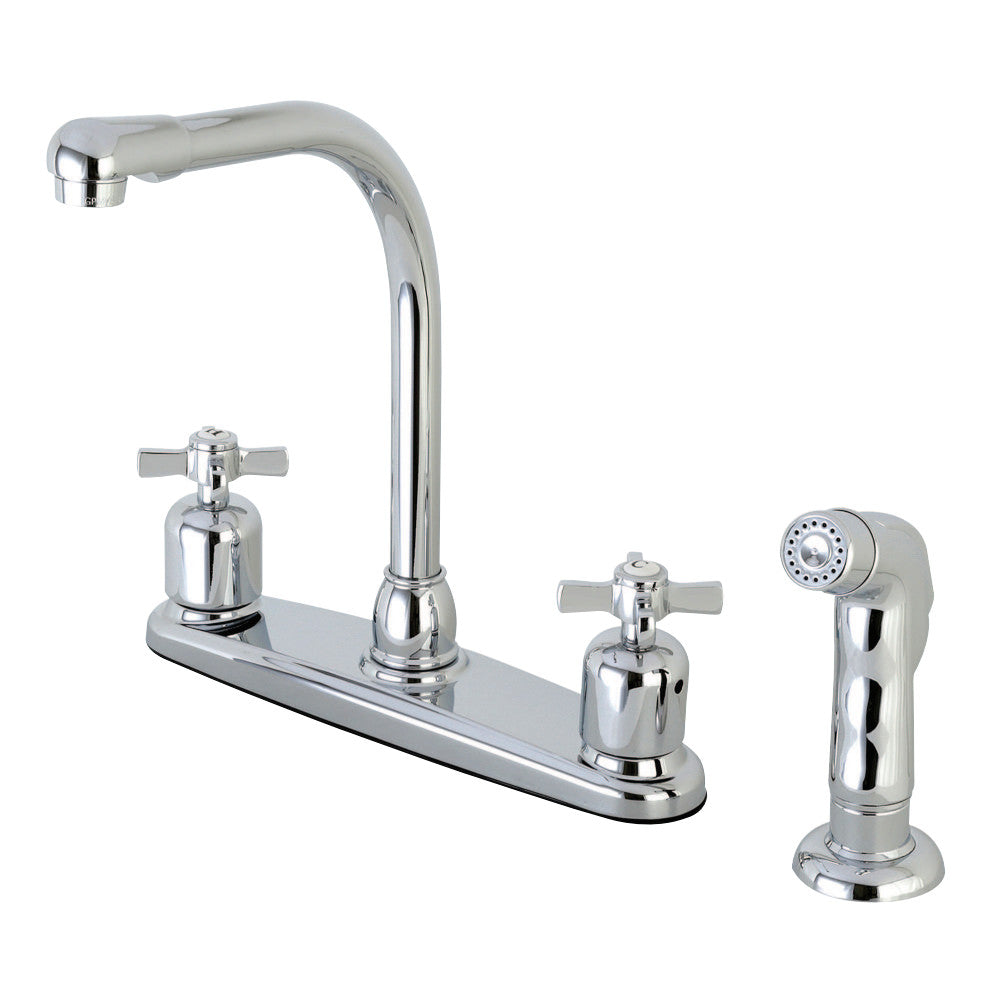 Kingston Brass FB751ZXSP Millennium 8-Inch Centerset Kitchen Faucet with Sprayer, Polished Chrome - BNGBath