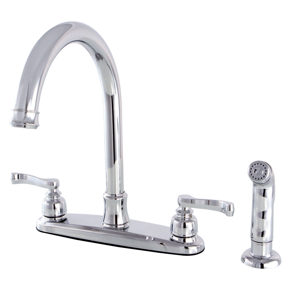 Kingston Brass FB7791FLSP Royale 8-Inch Centerset Kitchen Faucet with Sprayer, Polished Chrome - BNGBath