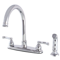 Thumbnail for Kingston Brass FB7791FLSP Royale 8-Inch Centerset Kitchen Faucet with Sprayer, Polished Chrome - BNGBath