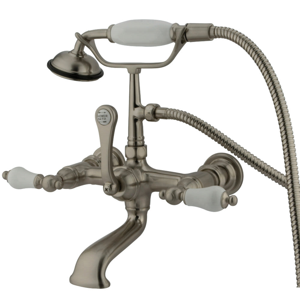 Kingston Brass CC553T8 Vintage 7-Inch Wall Mount Tub Faucet with Hand Shower, Brushed Nickel - BNGBath