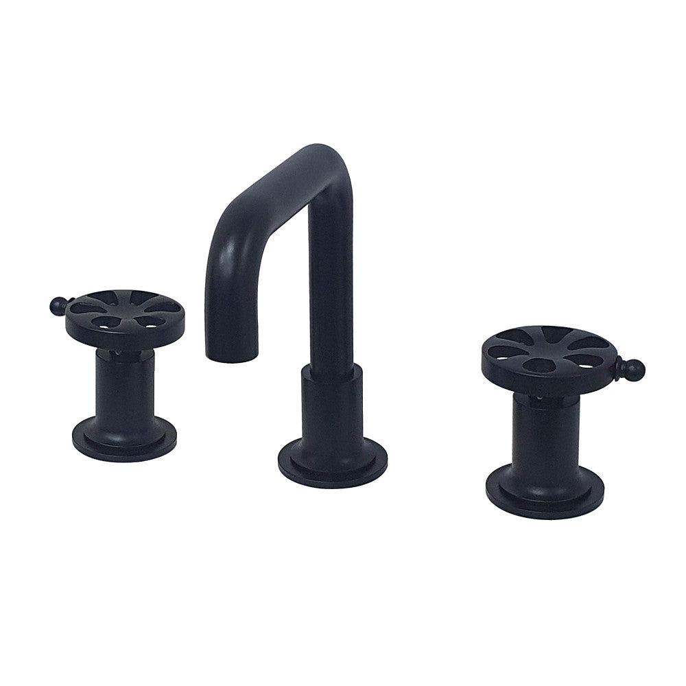 Kingston Brass KS142RXMB Belknap Widespread Bathroom Faucet with Push Pop-Up, Matte Black - BNGBath