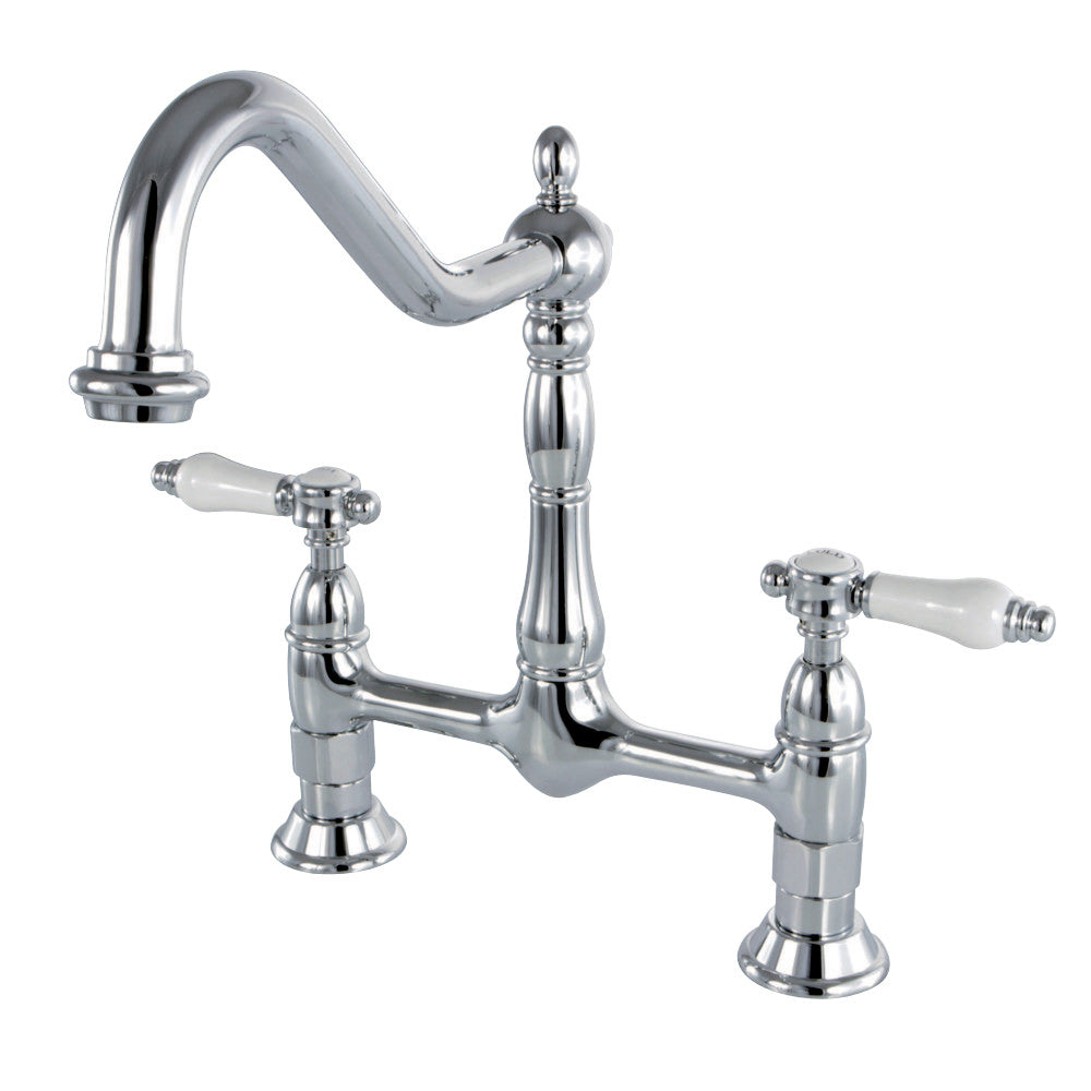 Kingston Brass KS1171BPL Bel-Air Bridge Kitchen Faucet, Polished Chrome - BNGBath