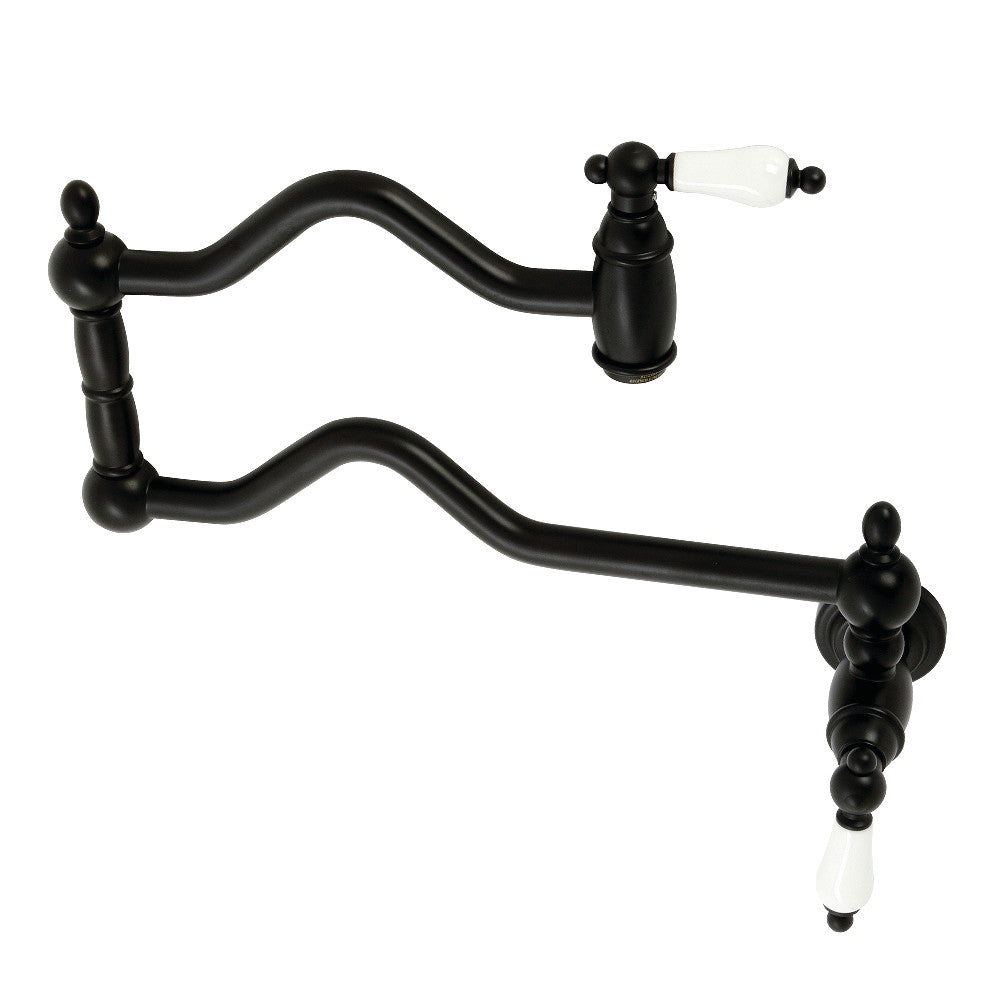 Kingston Brass KS2100PL Heritage Wall Mount Pot Filler, Matte Black - BNGBath