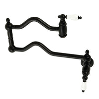 Thumbnail for Kingston Brass KS2100PL Heritage Wall Mount Pot Filler, Matte Black - BNGBath