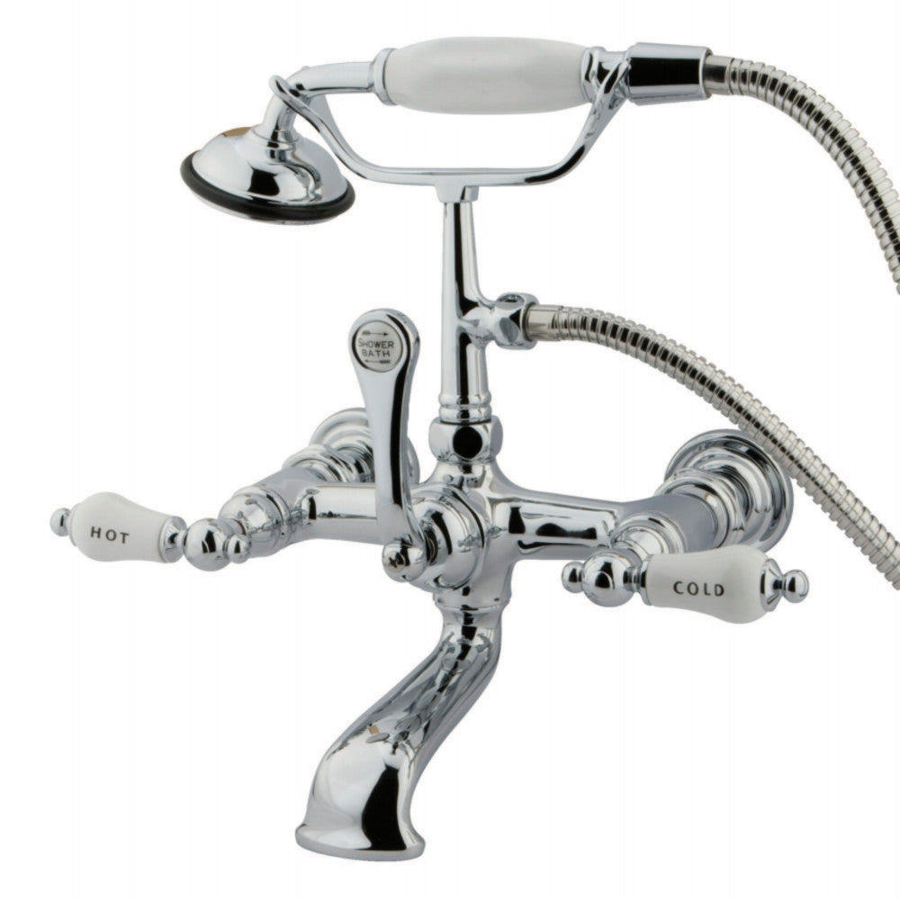 Kingston Brass CC556T1 Vintage 7-Inch Wall Mount Tub Faucet with Hand Shower, Polished Chrome - BNGBath