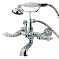 Thumbnail for Kingston Brass CC556T1 Vintage 7-Inch Wall Mount Tub Faucet with Hand Shower, Polished Chrome - BNGBath