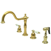 Thumbnail for Kingston Brass KB1792PLBS Widespread Kitchen Faucet, Polished Brass - BNGBath