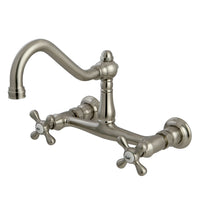 Thumbnail for Kingston Brass KS3248AX Wall Mount Bathroom Faucet, Brushed Nickel - BNGBath