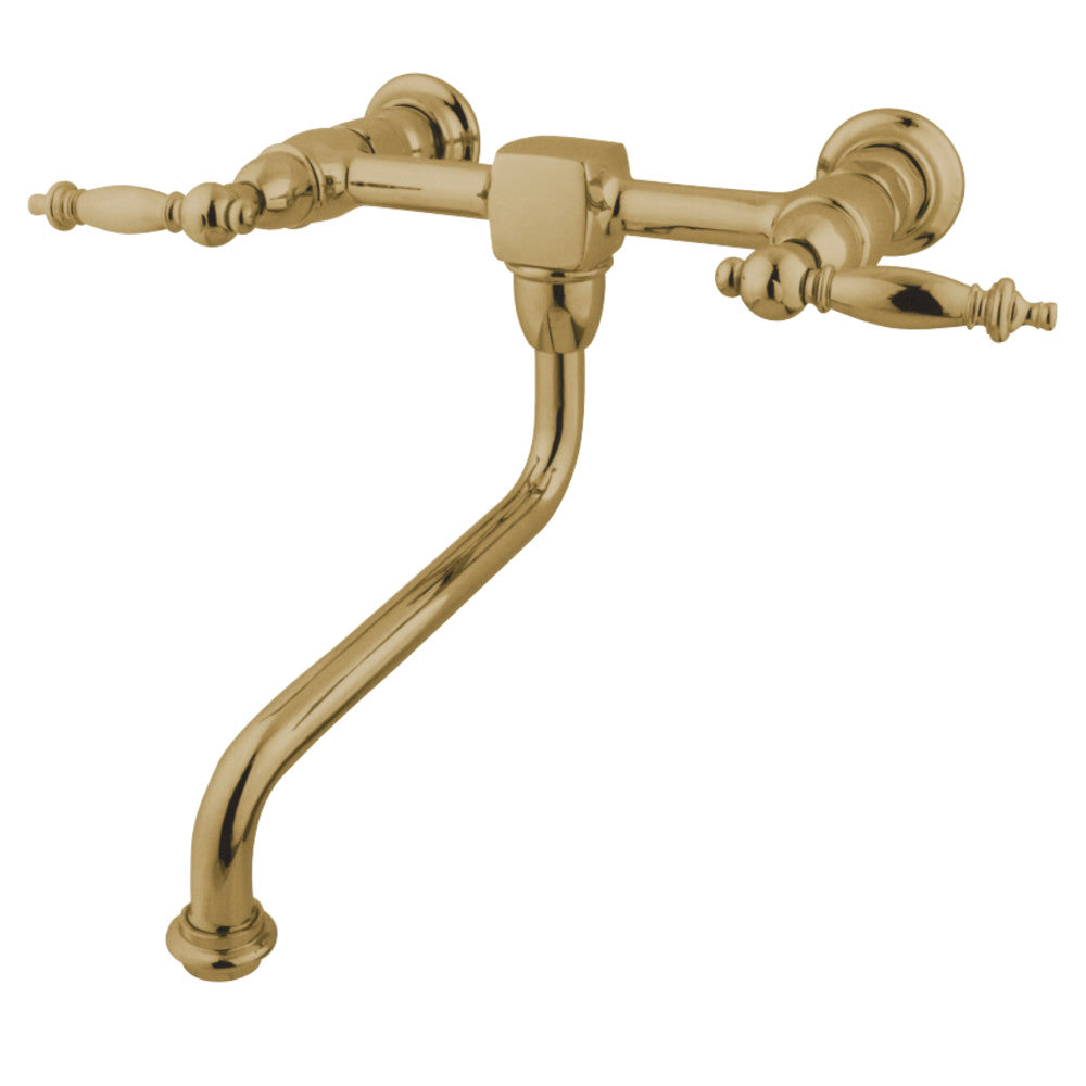 Kingston Brass KS1212TL Heritage Wall Mount Bathroom Faucet, Polished Brass - BNGBath