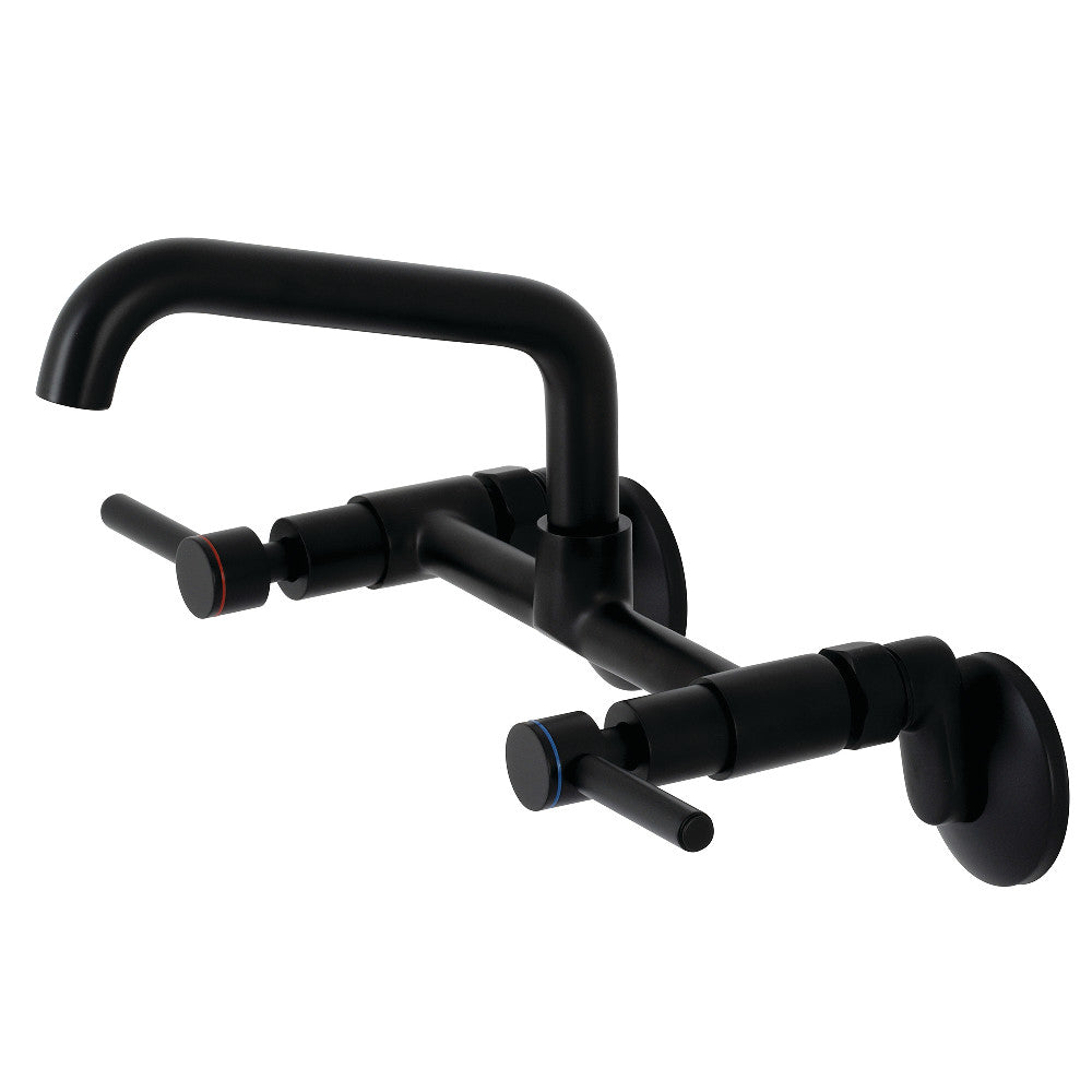 Kingston Brass KS823MB Concord Two-Handle Wall-Mount Kitchen Faucet, Matte Black - BNGBath