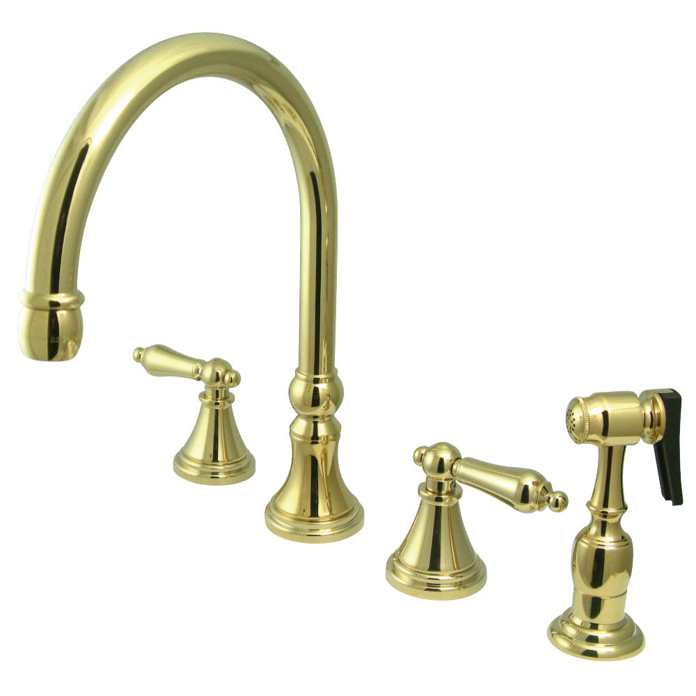 Kingston Brass KS2792ALBS Widespread Kitchen Faucet, Polished Brass - BNGBath