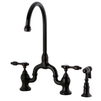 Thumbnail for Kingston Brass KS7795TALBS Bridge Kitchen Faucet with Brass Sprayer, Oil Rubbed Bronze - BNGBath