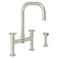 Thumbnail for Perrin & Rowe Holborn U-Spout Bridge Kitchen Faucet with Sidespray - BNGBath