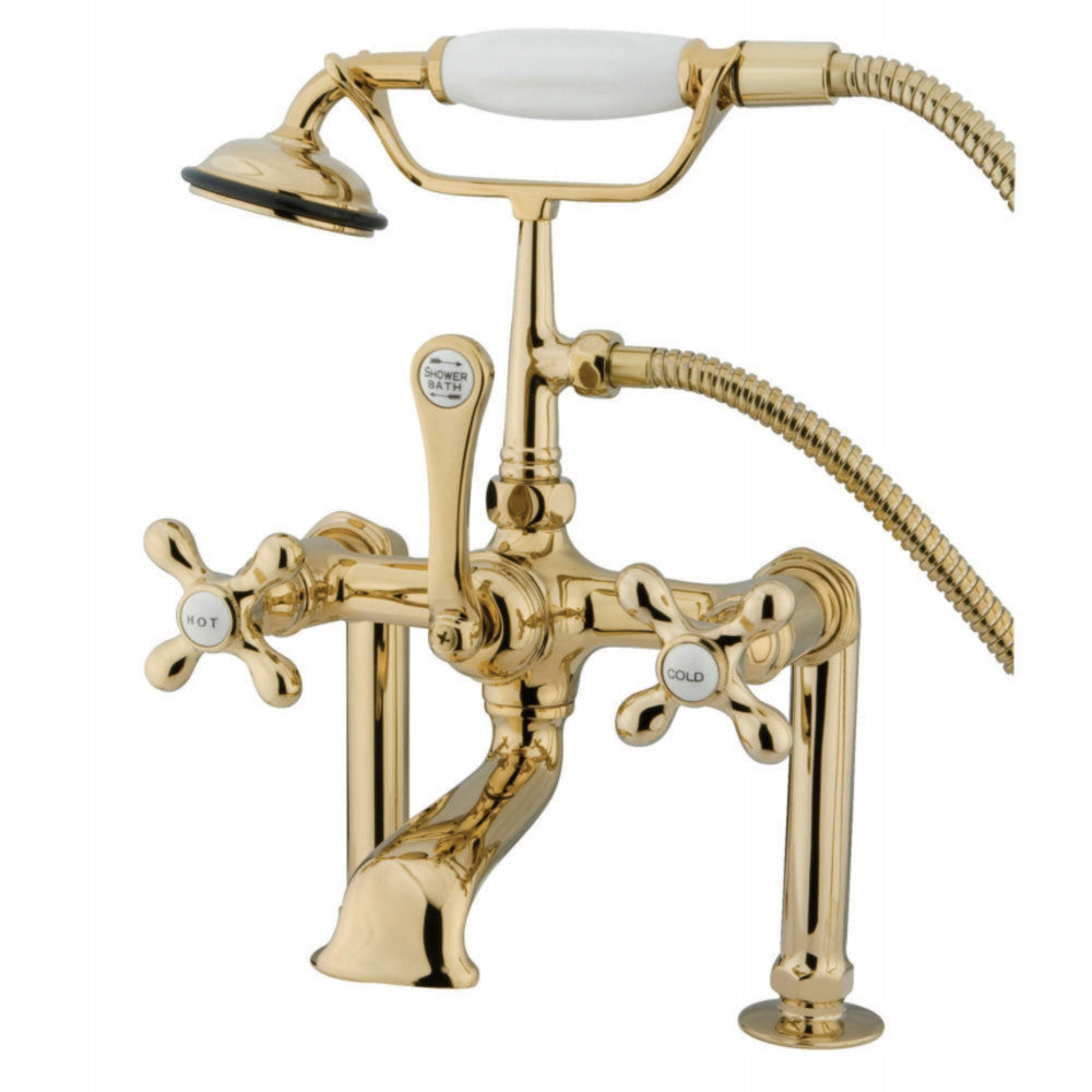 Kingston Brass CC109T2 Vintage 7-Inch Deck Mount Clawfoot Tub Faucet with Hand Shower, Polished Brass - BNGBath