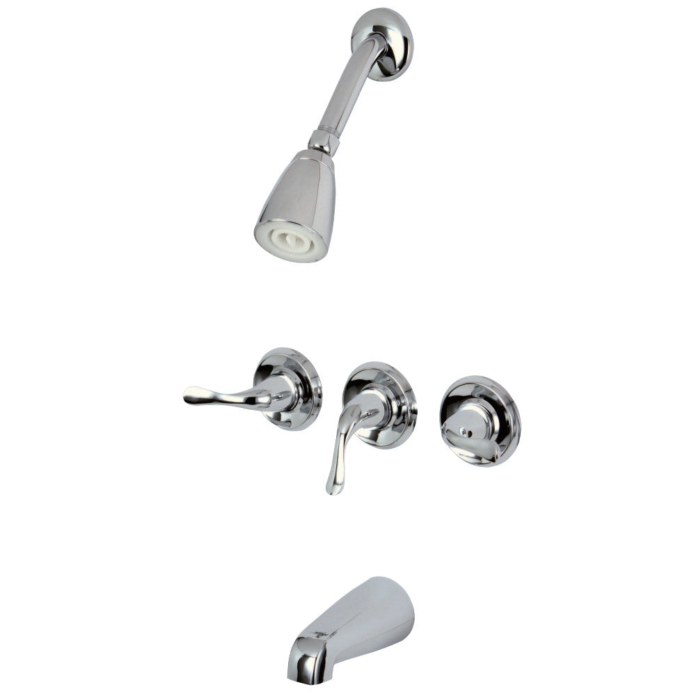 Kingston Brass KB2231YL Three Handle Tub Shower Faucet, Polished Chrome - BNGBath