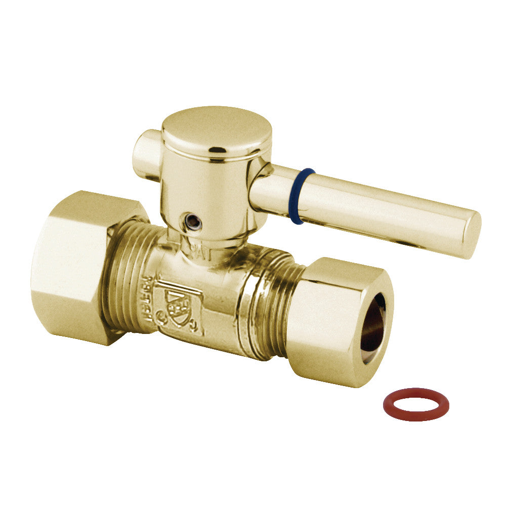 Kingston Brass CC44452DL 5/8" OD Comp X 1/2" OD Comp Straight Shut-Off Valve, Polished Brass - BNGBath