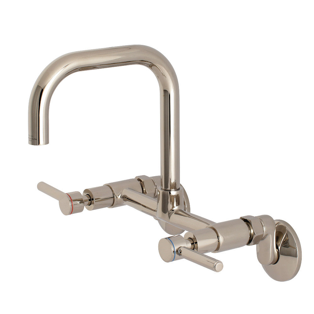 Kingston Brass Concord 8-Inch Adjustable Center Wall Mount Kitchen Faucet, Polished Nickel - BNGBath