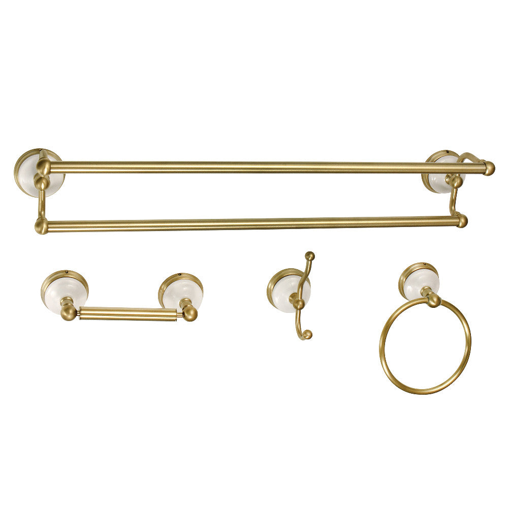 Kingston Brass BAK1113478BB Victorian 4-Pieces Dual Towel Bar Bathroom Hardware Set, Brushed Brass - BNGBath