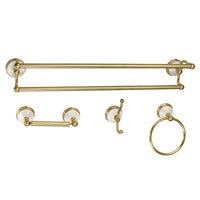 Thumbnail for Kingston Brass BAK1113478BB Victorian 4-Pieces Dual Towel Bar Bathroom Hardware Set, Brushed Brass - BNGBath