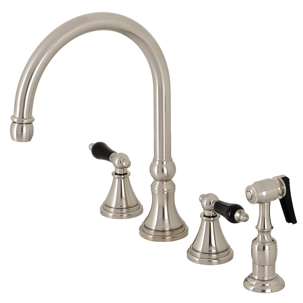 Kingston Brass KS2798PKLBS Duchess Widespread Kitchen Faucet with Brass Sprayer, Brushed Nickel - BNGBath