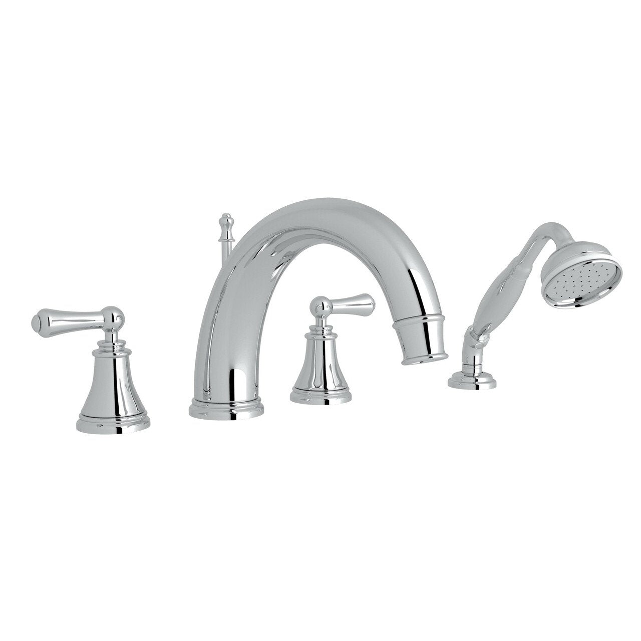 Perrin & Rowe Georgian Era 4-Hole Deck Mount C-Spout Tub Filler with Handshower - BNGBath