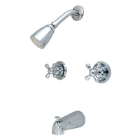 Thumbnail for Kingston Brass KB241AX Magellan Twin Handle Tub & Shower Faucet With Decor Cross Handle, Polished Chrome - BNGBath