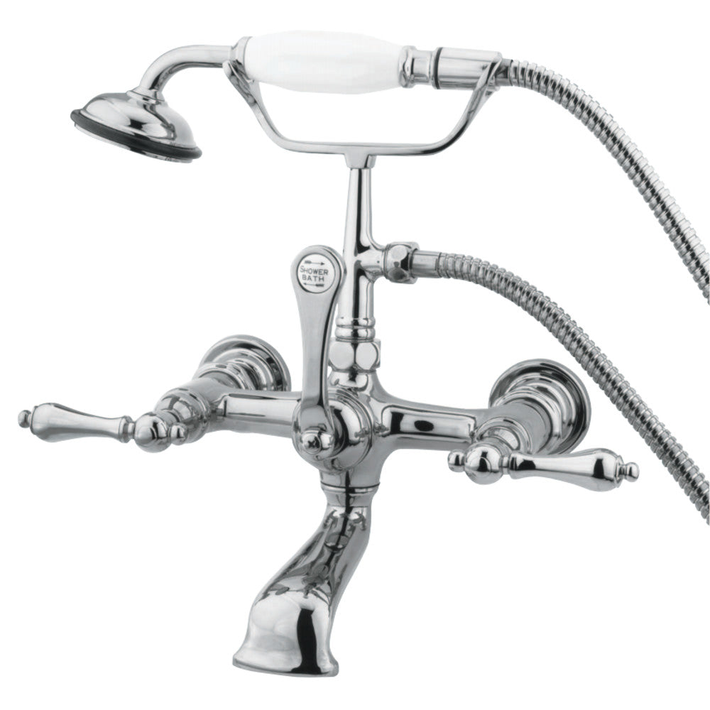 Kingston Brass CC552T1 Vintage 7-Inch Wall Mount Tub Faucet with Hand Shower, Polished Chrome - BNGBath