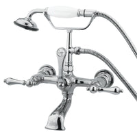 Thumbnail for Kingston Brass CC552T1 Vintage 7-Inch Wall Mount Tub Faucet with Hand Shower, Polished Chrome - BNGBath