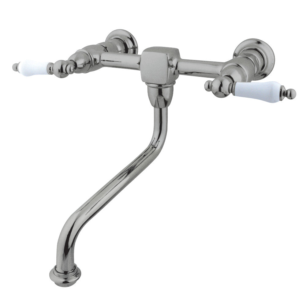 Kingston Brass KS1218PL Heritage Wall Mount Bathroom Faucet, Brushed Nickel - BNGBath