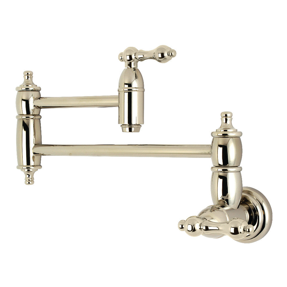 Kingston Brass KS3106AL Restoration Wall Mount Pot Filler Kitchen Faucet, Polished Nickel - BNGBath