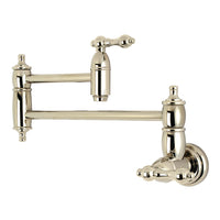 Thumbnail for Kingston Brass KS3106AL Restoration Wall Mount Pot Filler Kitchen Faucet, Polished Nickel - BNGBath