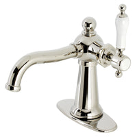 Thumbnail for Kingston Brass KSD154KLPN Nautical Single-Handle Bathroom Faucet with Push Pop-Up, Polished Nickel - BNGBath