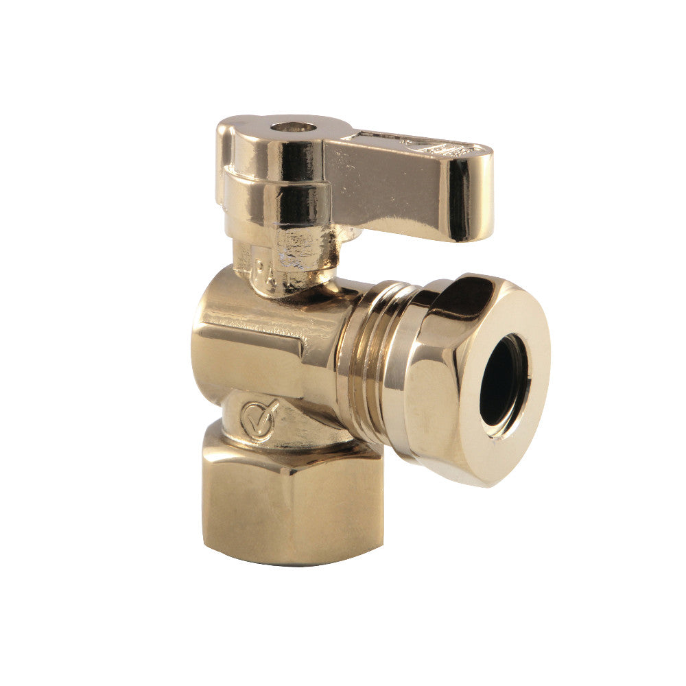 Kingston Brass KF4410PB 1/2" FIP X 1/2" or 7/16" OD Slip Joint Angle Stop Valve, Polished Brass - BNGBath