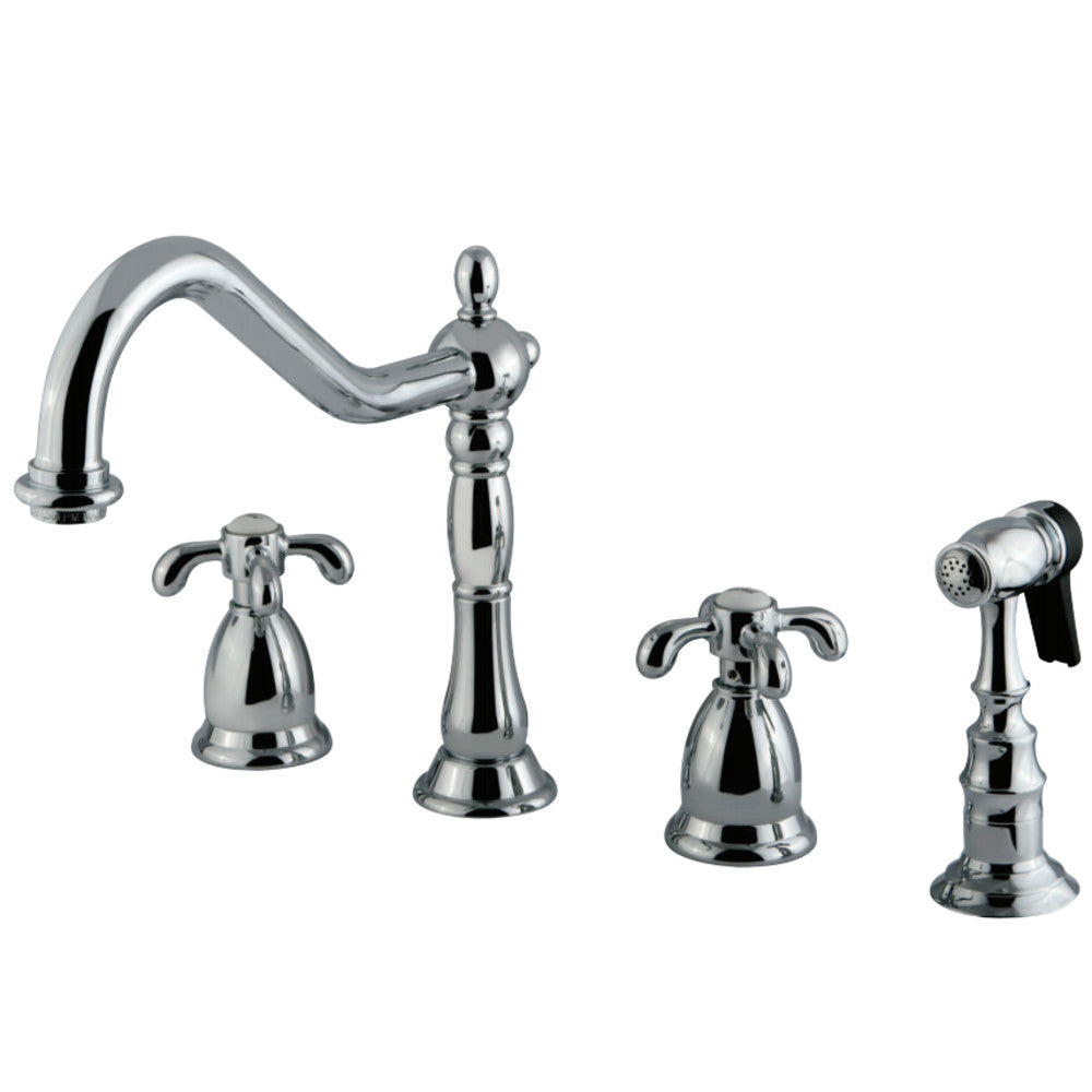 Kingston Brass KS1791TXBS Widespread Kitchen Faucet, Polished Chrome - BNGBath