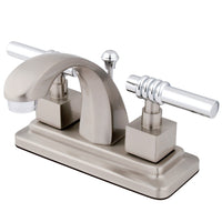 Thumbnail for Kingston Brass KS4647QL 4 in. Centerset Bathroom Faucet, Brushed Nickel/Polished Chrome - BNGBath