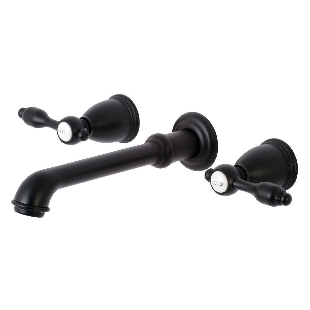 Kingston Brass KS7120TAL 8" Center Wall Mount Bathroom Faucet, Matte Black - BNGBath