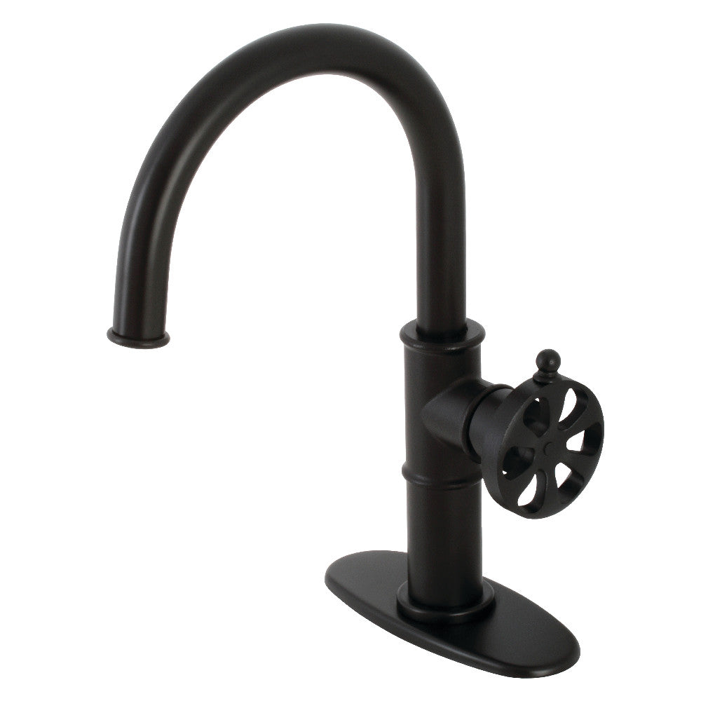 Kingston Brass KSD2230RX Belknap Single-Handle Bathroom Faucet with Push Pop-Up, Matte Black - BNGBath